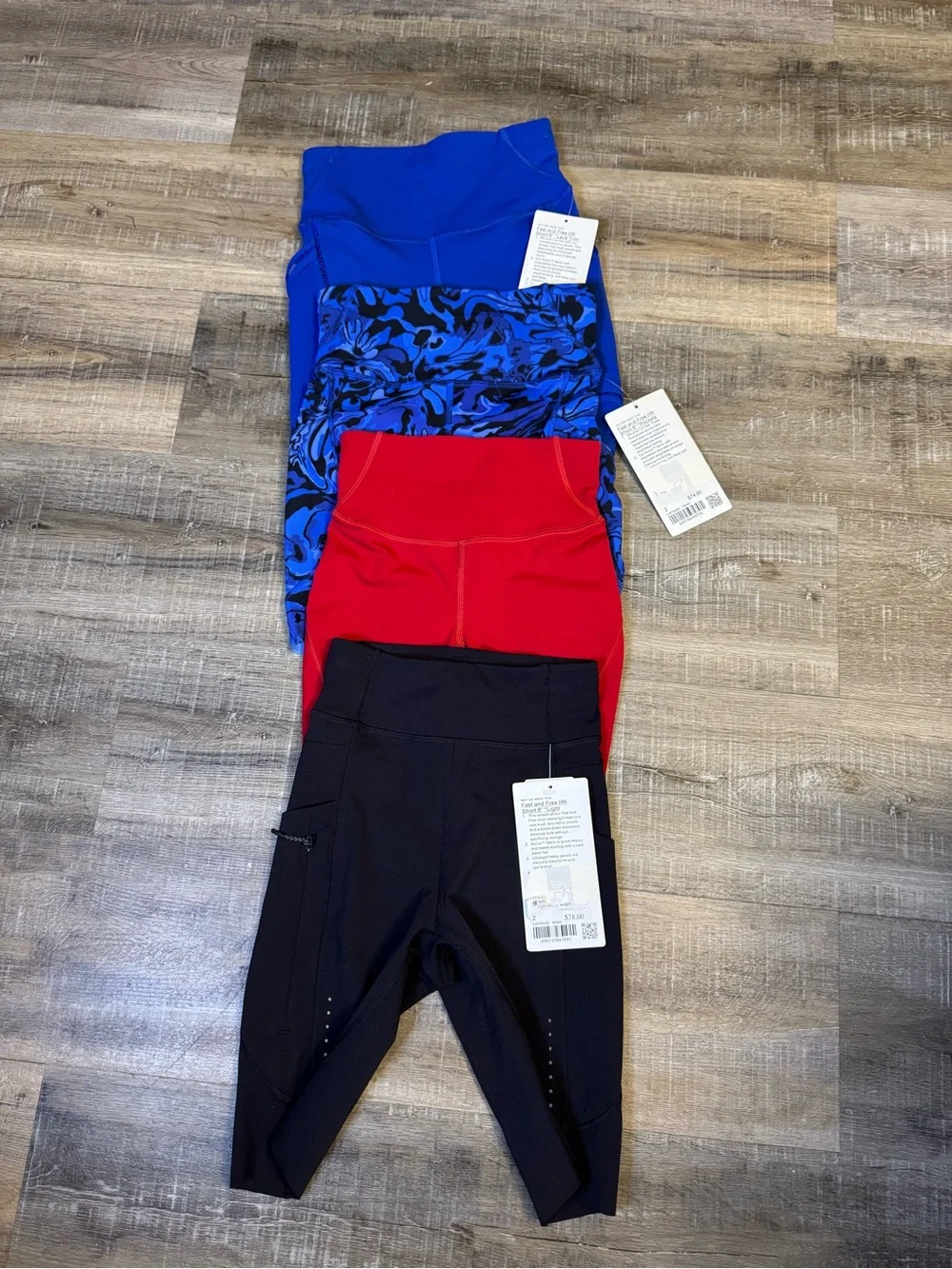 lululemon‎ athletica Bike Shorts Bundle in Blue, Black, Red, Royal Blue Camo